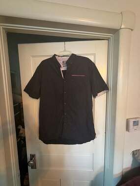 Stitches & Rivets Men's X-Large Short Sleeve Button-Up Shirt Black Geometric Dot
